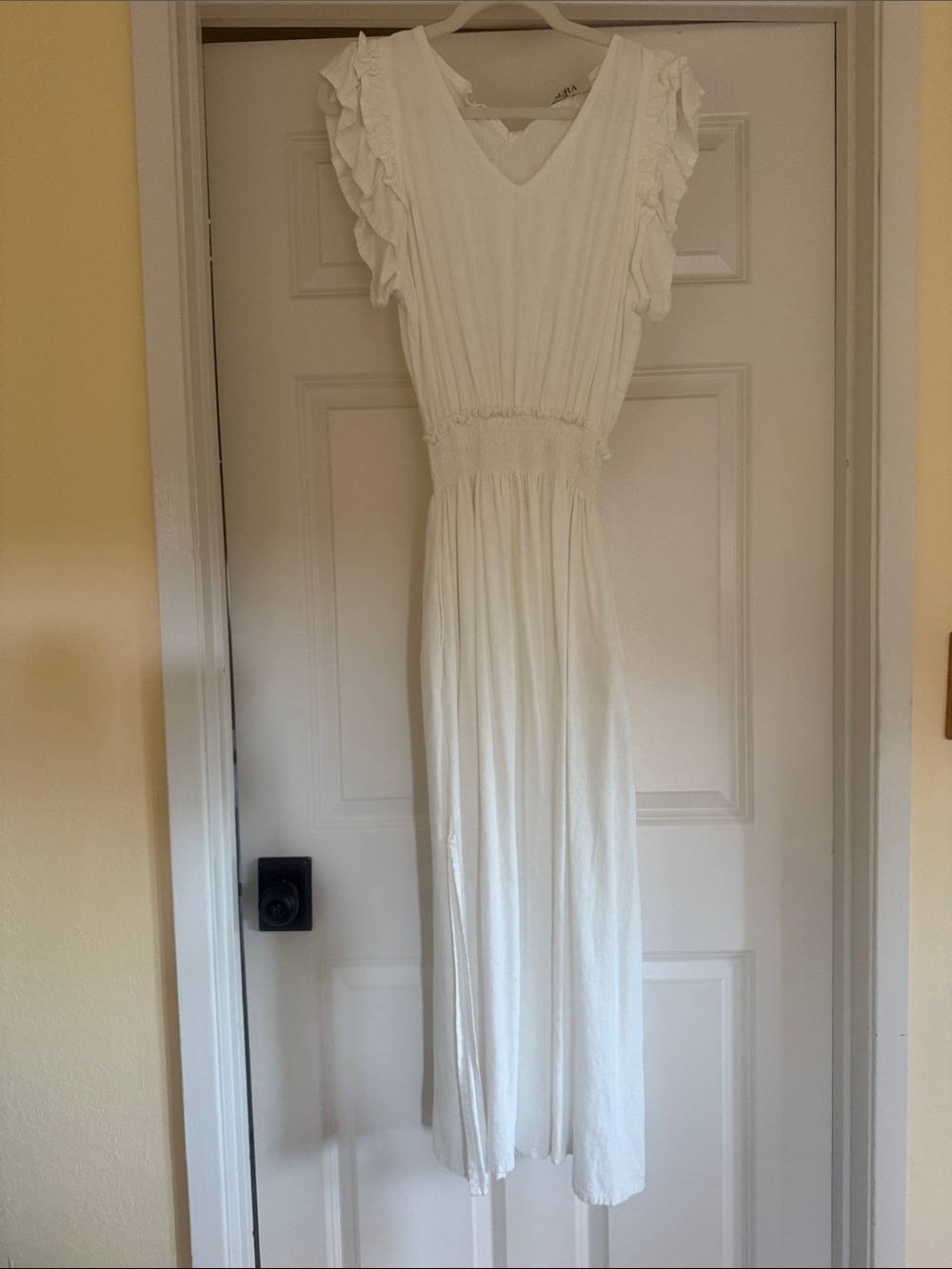 Aura White Ruffled Sleeve Maxi Dress
